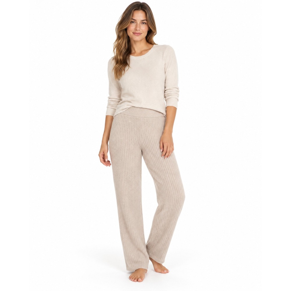 Barefoot Dreams CozyChic Ultra Lite Ribbed Pants Stone Relaxed Fit NWT XLP